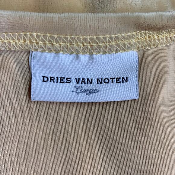 DRIES VAN NOTEN Size L Yellow Velour Scoop Neck Casual Top - Picture 4 of 5